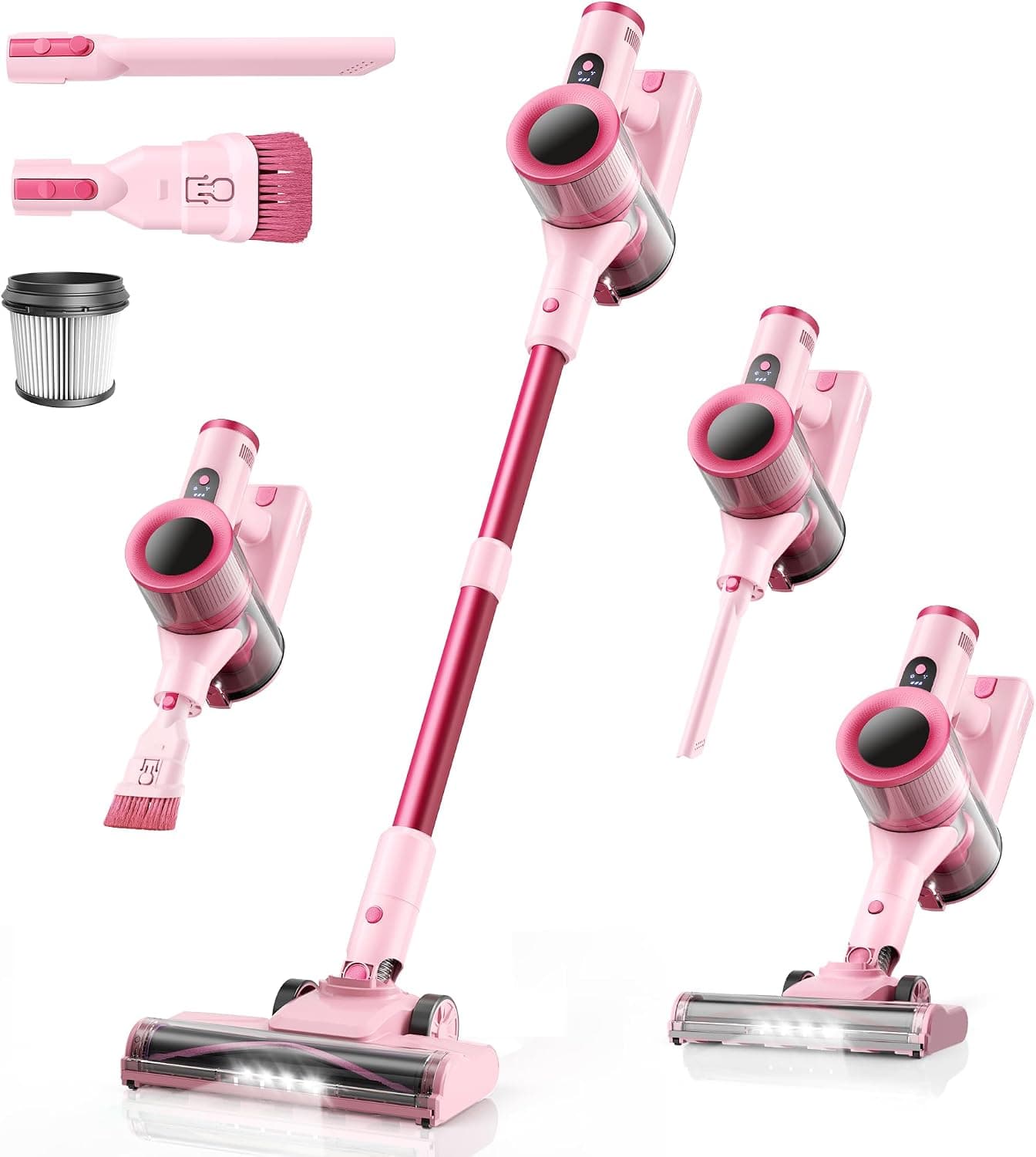 Cordless Stick Vacuum, 650W Brushless, 60-Min Runtime, Detachable Battery