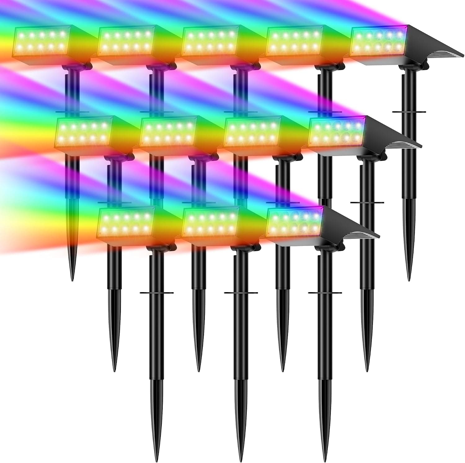 Solar Spot Lights, Outdoor Waterproof, RGB, 12 Pack
