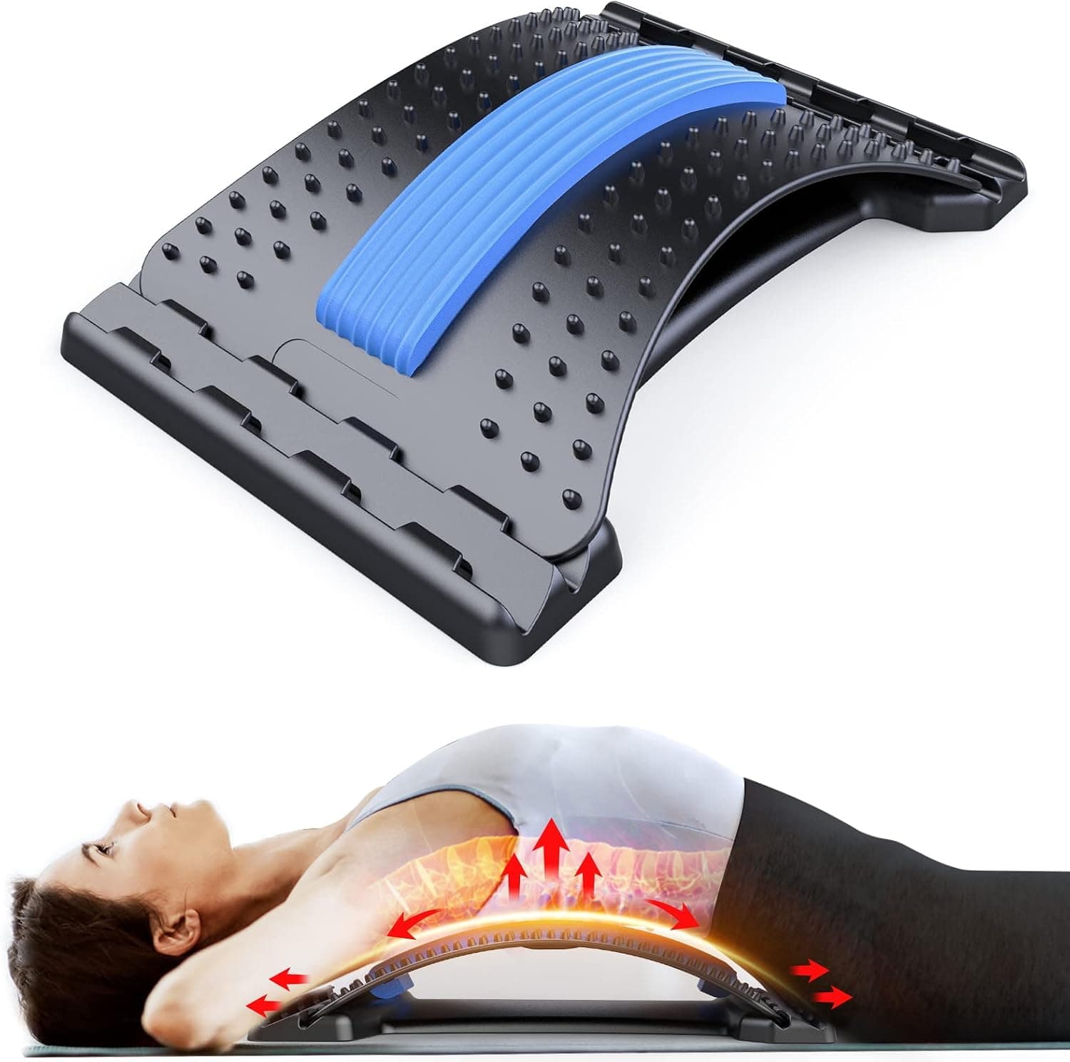 Back Stretcher for Lower Back Pain Relief, Adjustable Arch Lumbar Board