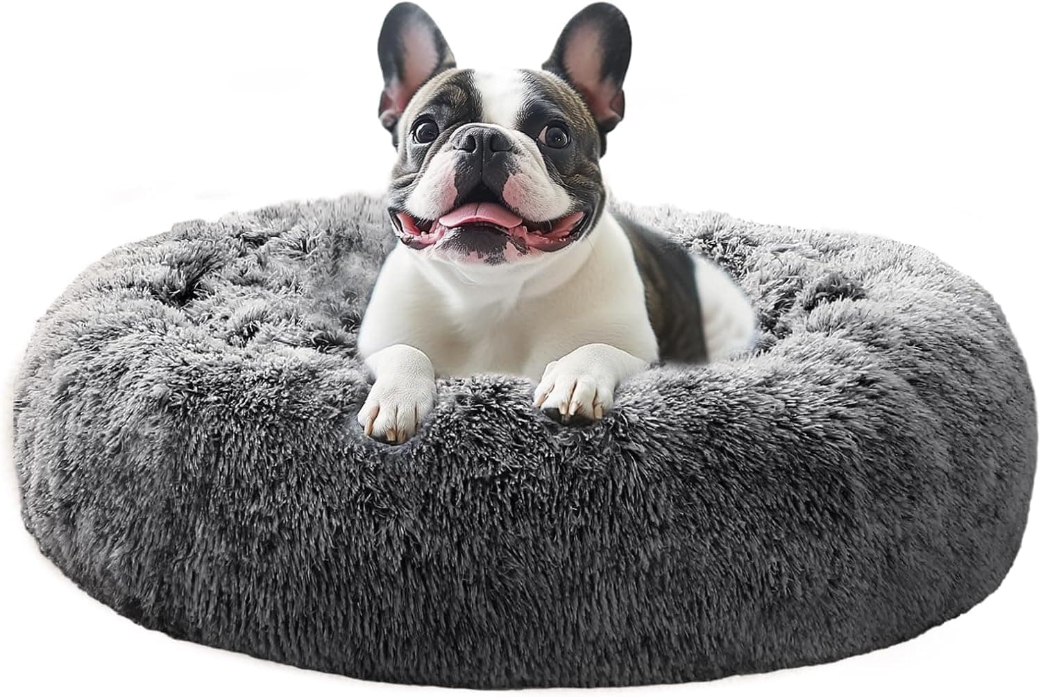 Calming Donut Dog Bed, 31in, Medium Dogs up to 45 lbs, Smoke Black
