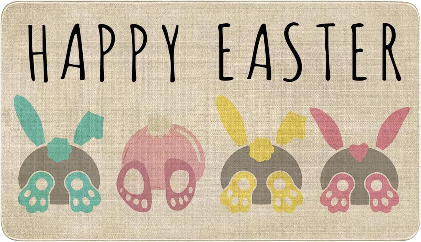 Easter Bunny Door Mat, Non-Slip Indoor/Outdoor, 30" x 17"