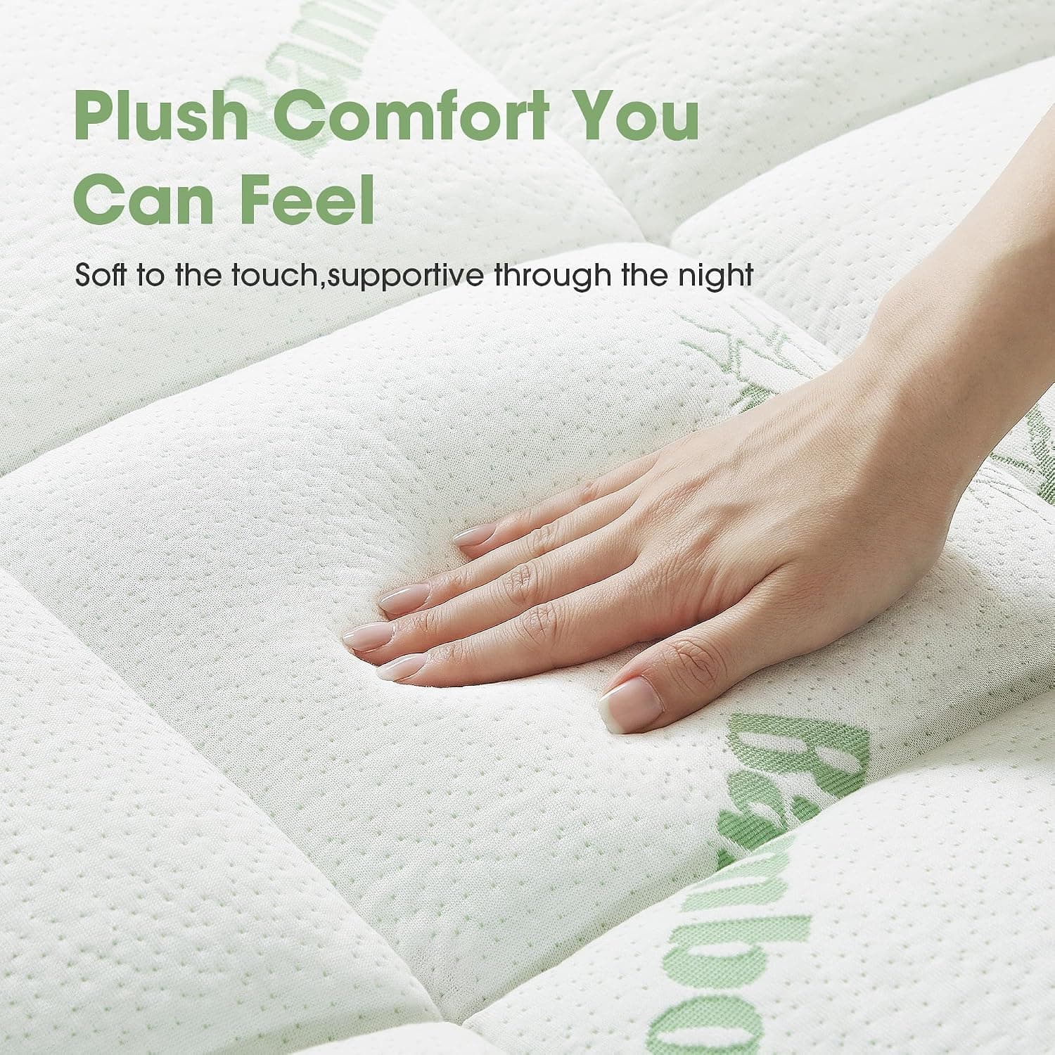 Cooling Mattress Pad, Twin, Pillow Top, Bamboo Viscose, Deep Pocket, Green