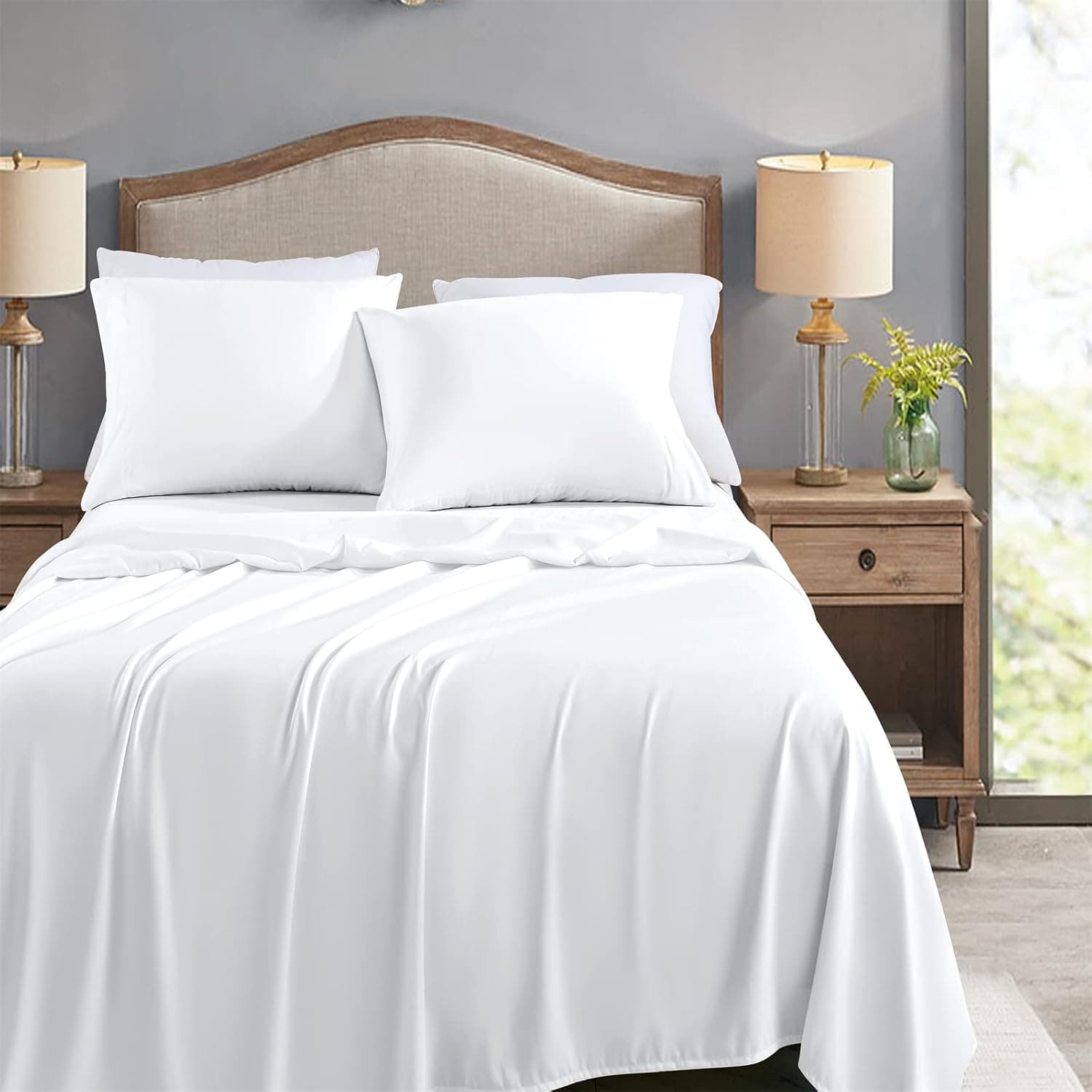 Twin Flat Sheets, 6 Pack, Microfiber, White
