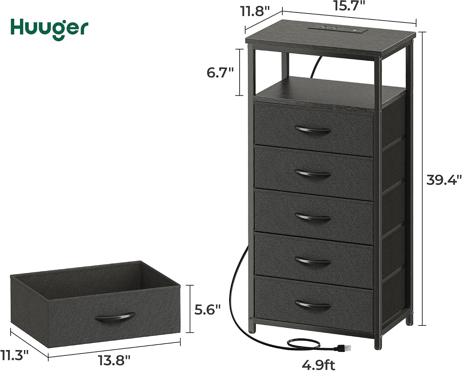 5-Drawer Dresser with Charging Station