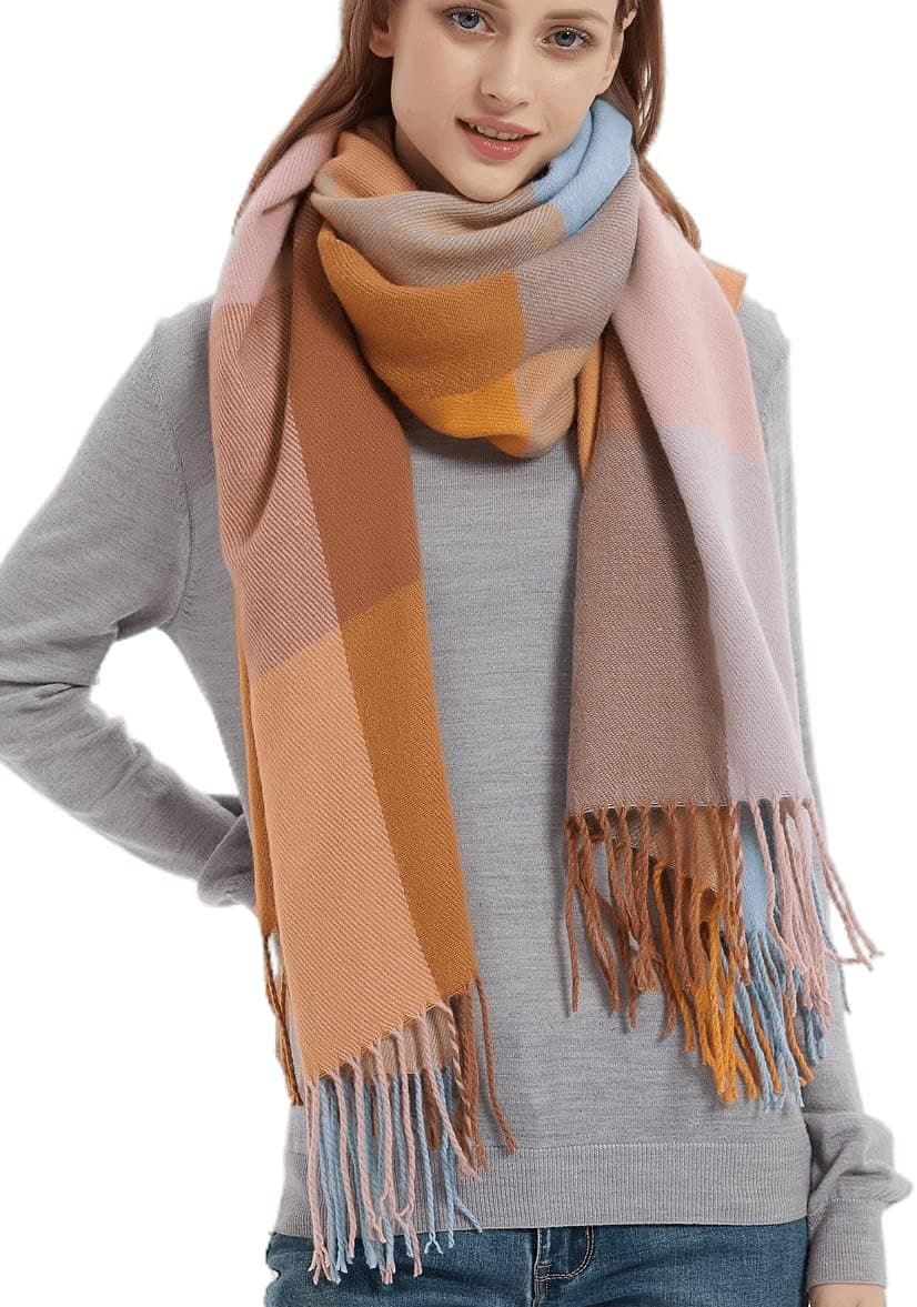 Women's Long Plaid Winter Scarf
