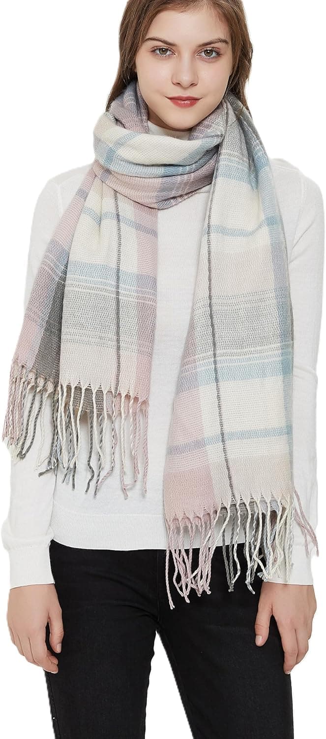 Women's Long Plaid Winter Scarf