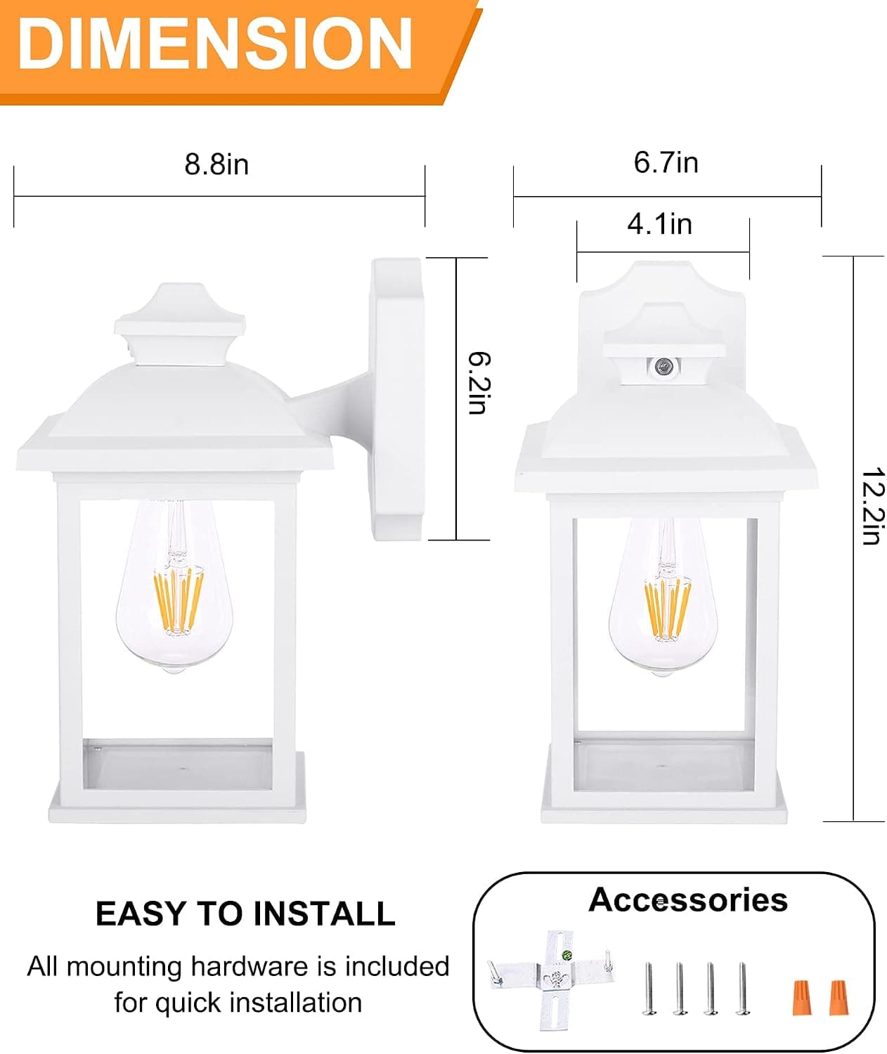 Outdoor Wall Light with Motion Sensor, White