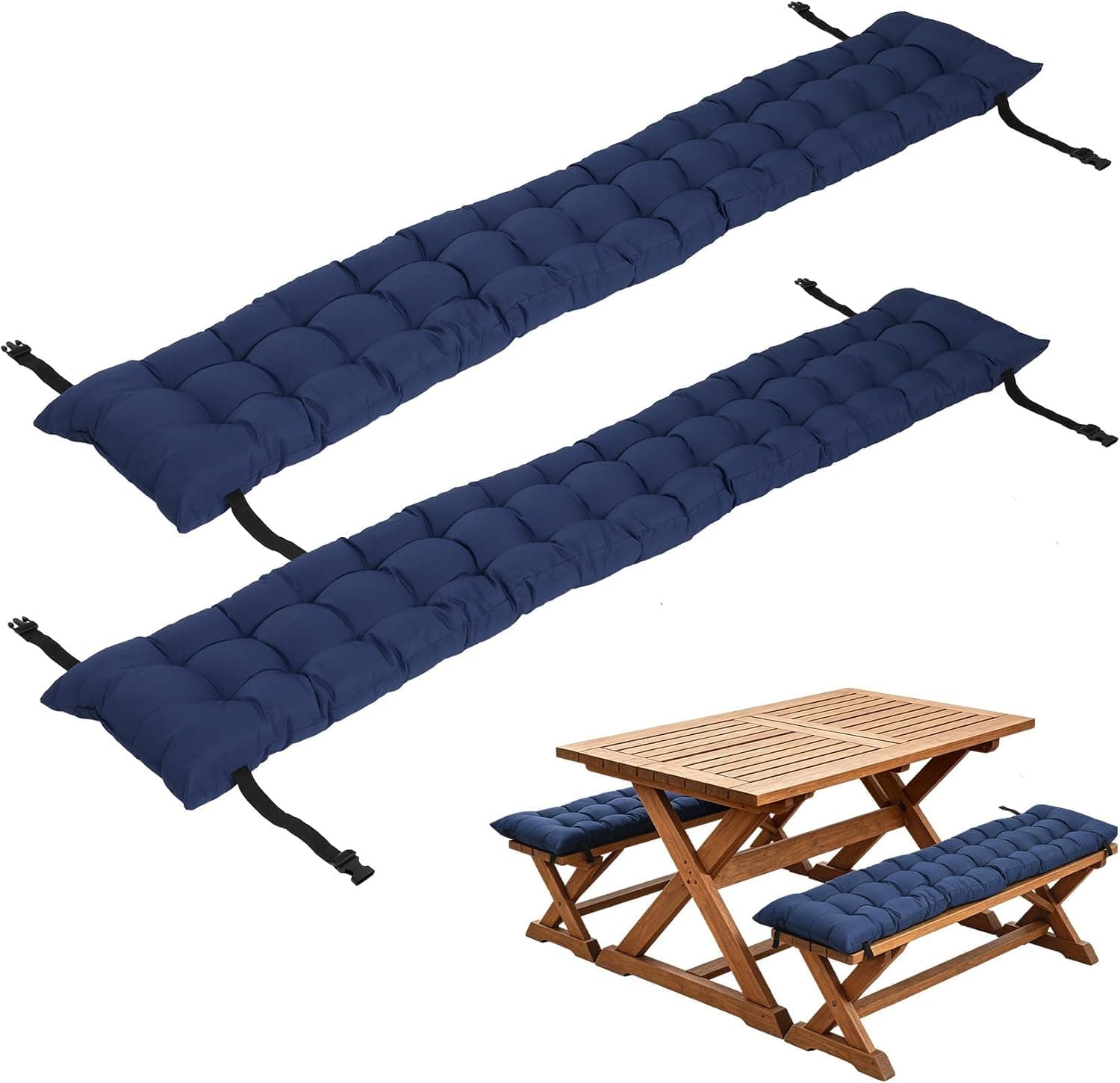 Picnic Bench Cushions, 72x10x3", 2 Pcs