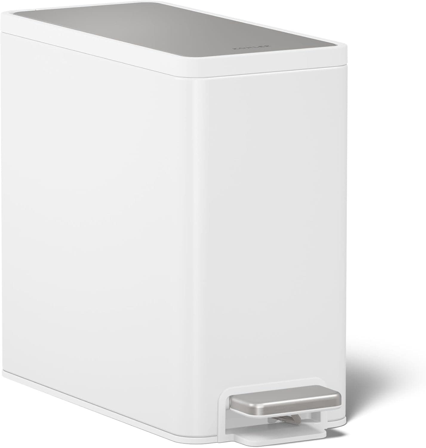 Kohler 2.5 Gallon Stainless Slim Step Trash Can, White