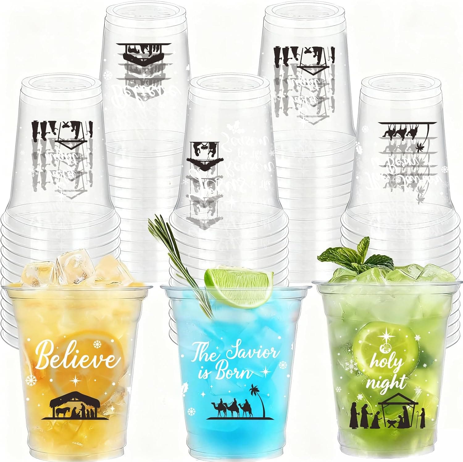 Christmas Nativity Plastic Cups, 12 Oz, 4 x 60 Pack