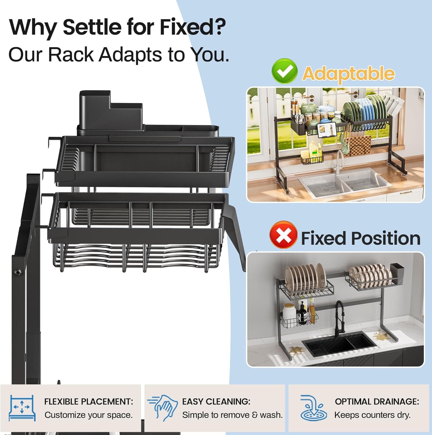Over-the-Sink Dish Drying Rack, Expandable