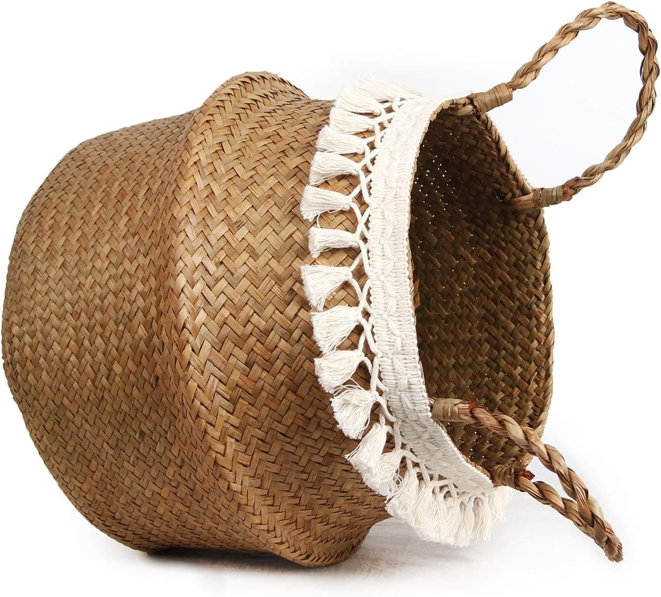 Woven Seagrass Belly Basket for Storage