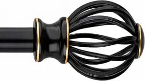 Adjustable Curtain Rod, 30-88 Inch, 1" with Cage Finials