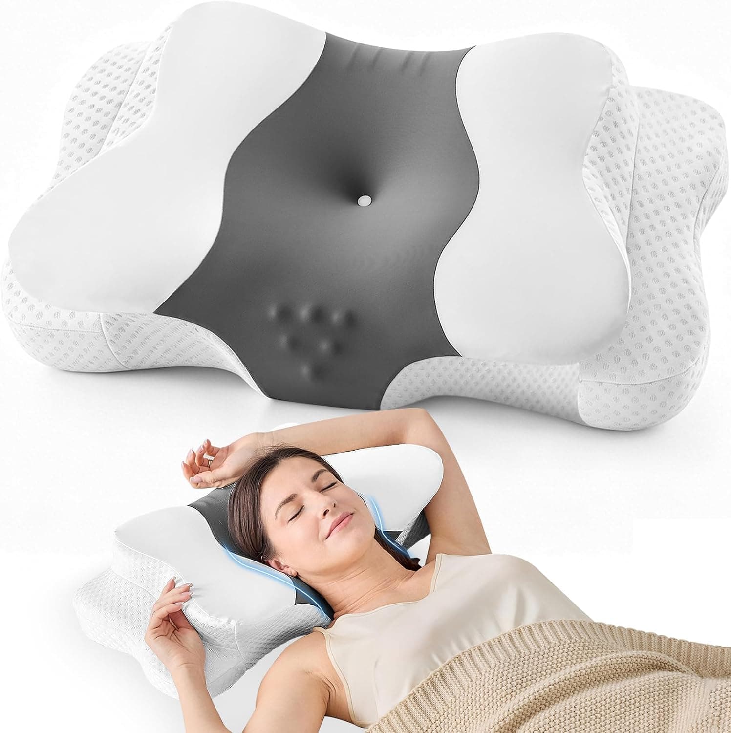 Cervical Contour Memory Foam Neck Pillow
