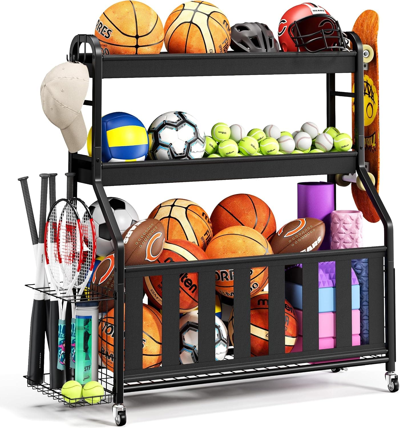 Garage Sports Equipment Ball Storage Rack