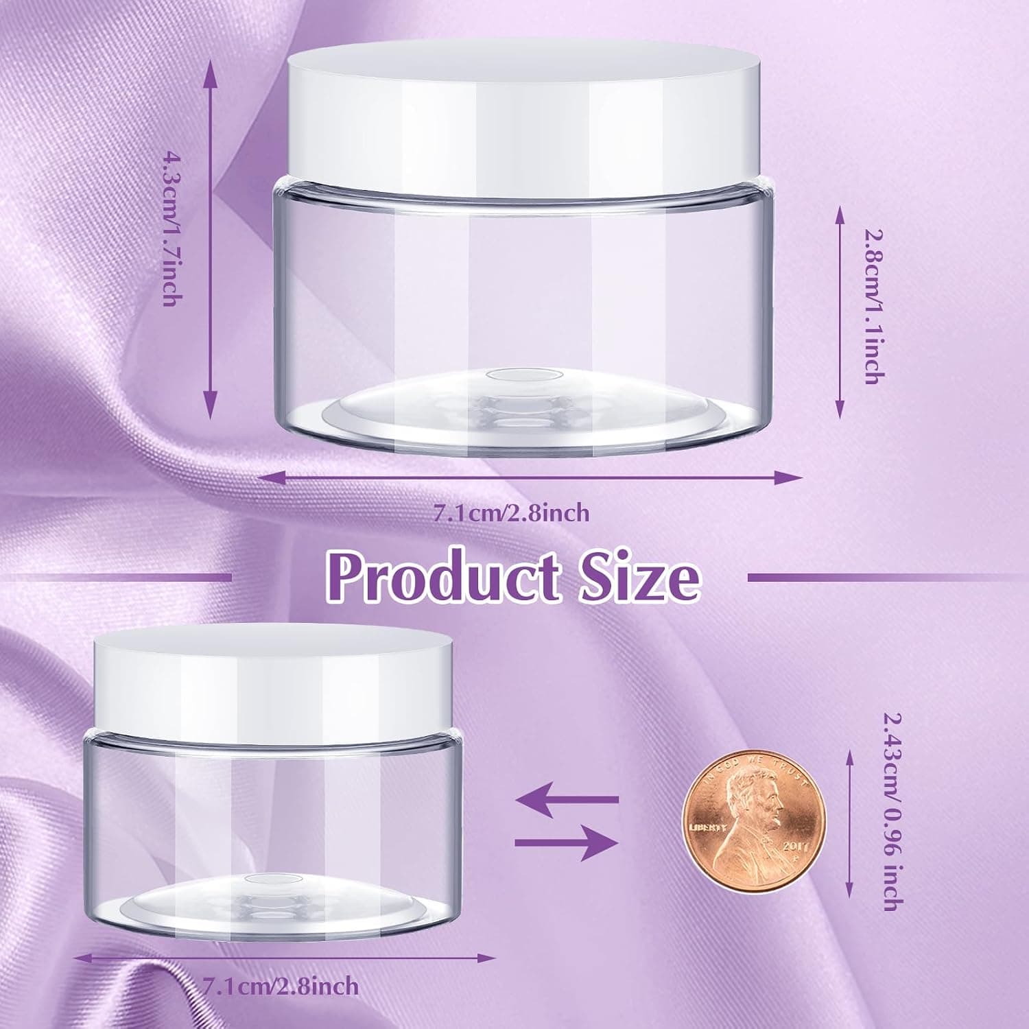 Small Plastic Jars with Lids, Wide Mouth, 100 Pcs