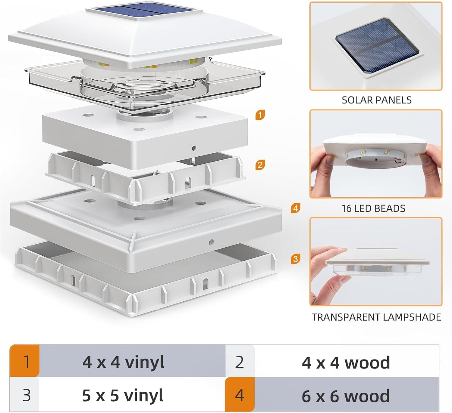 Solar Post Cap Lights, 12 Pack, Fits 4x4/5x5/6x6