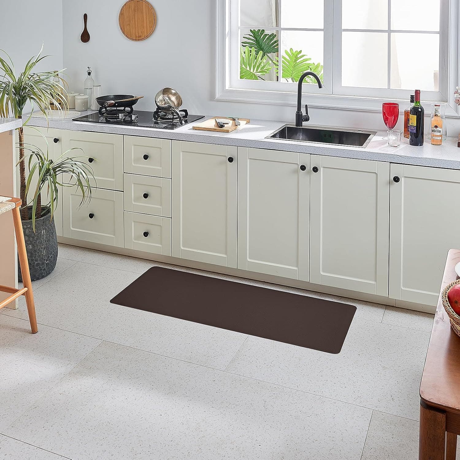 Anti-Fatigue Kitchen Mat, Brown, 17.3"x47.2"