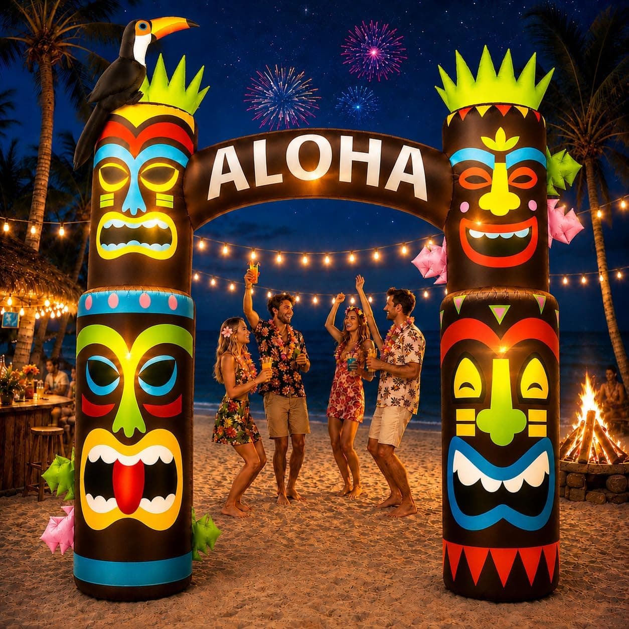 10 FT Tiki Inflatable Archway with LED Lights