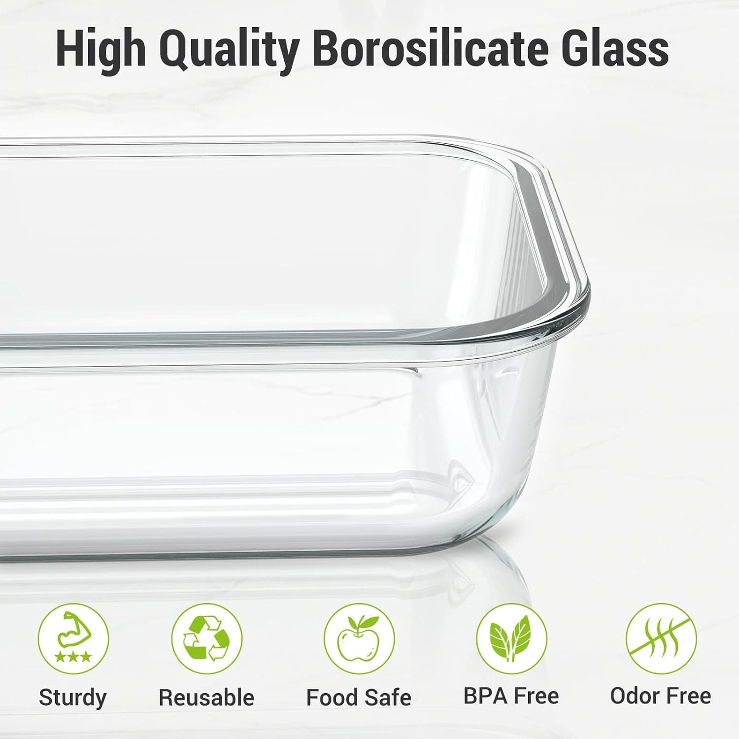 Glass Food Storage Containers with Lids, 10 Sets, Gray