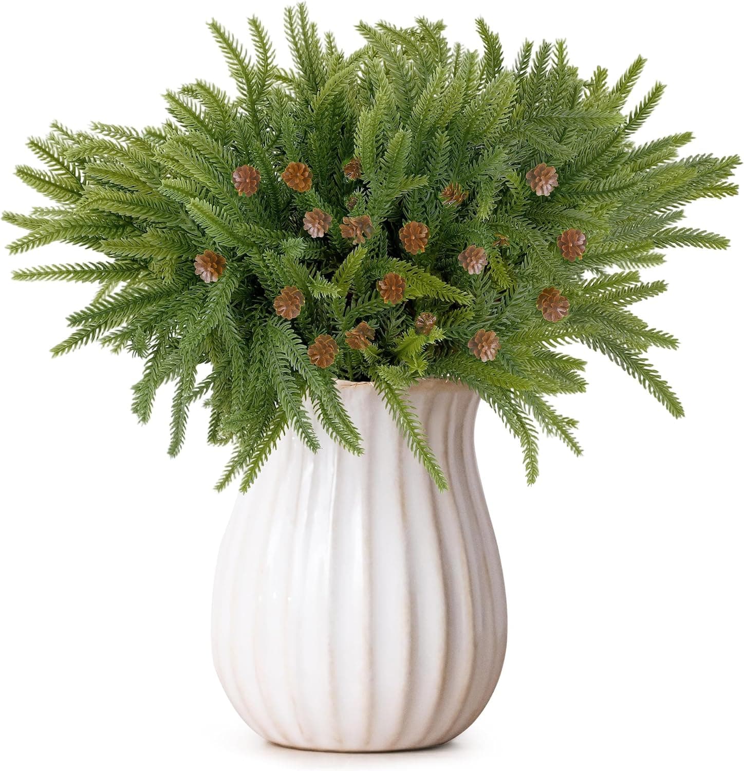 Norfolk Pine Branches with Pine Cones, 18 Inch, 6 Pcs