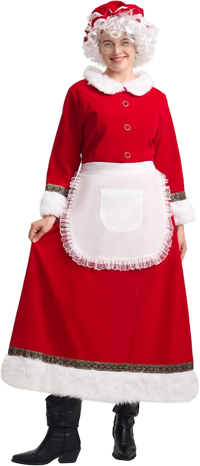 Mrs. Claus Costume for Women, Deluxe Santa Dress