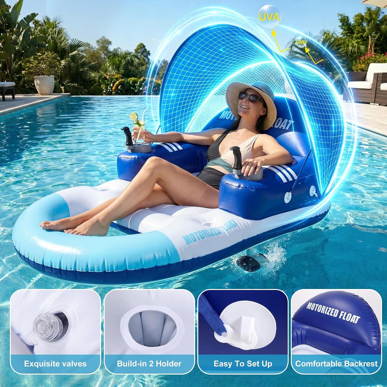 Motorized Pool Float with Canopy