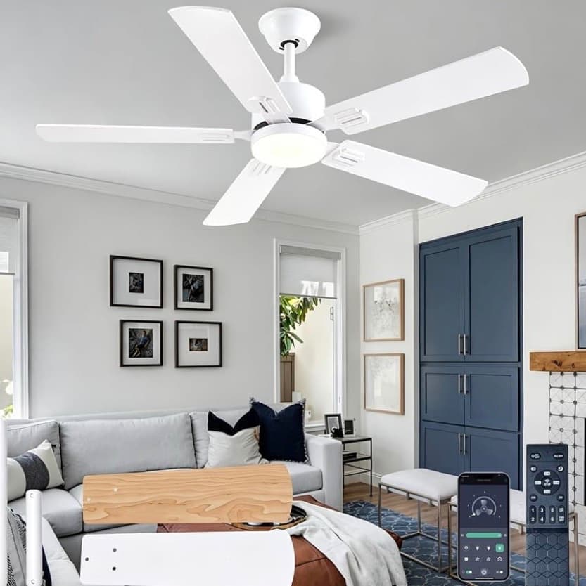 52" Black Ceiling Fan with LED Light & Remote