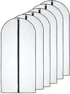 Zippered Plastic Garment Bags, 24x40", Black, Set of 6