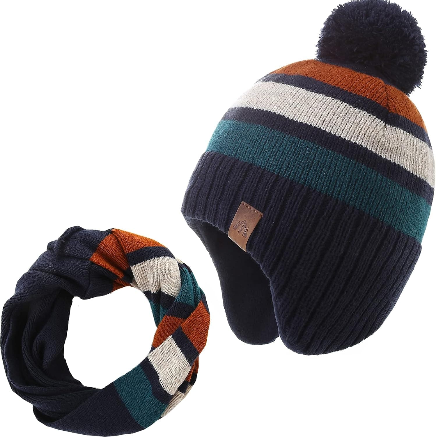 Toddler Boys Earflap Winter Beanie, Fleece-Lined