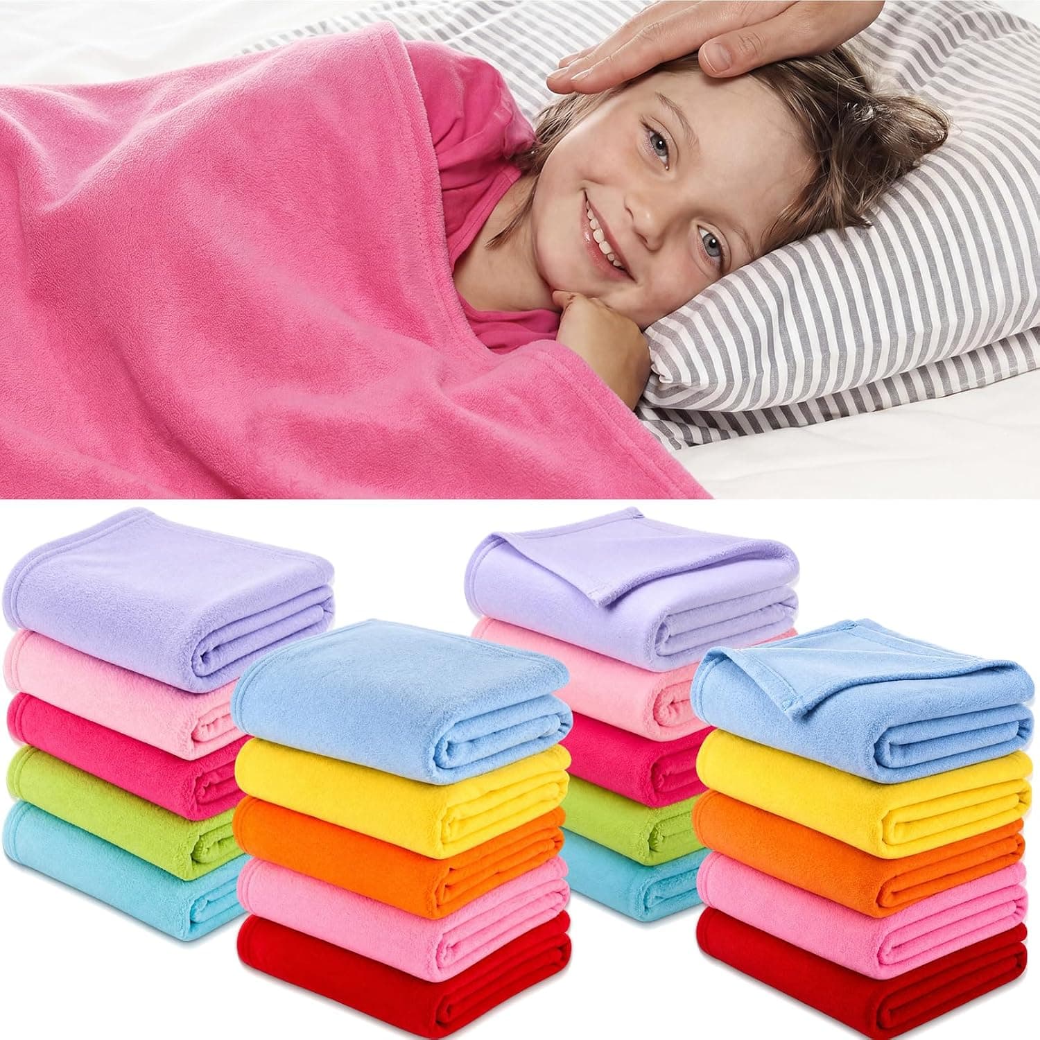Fleece Daycare Cot Blankets, 36 x 58", 10 Colors, 20 Pcs