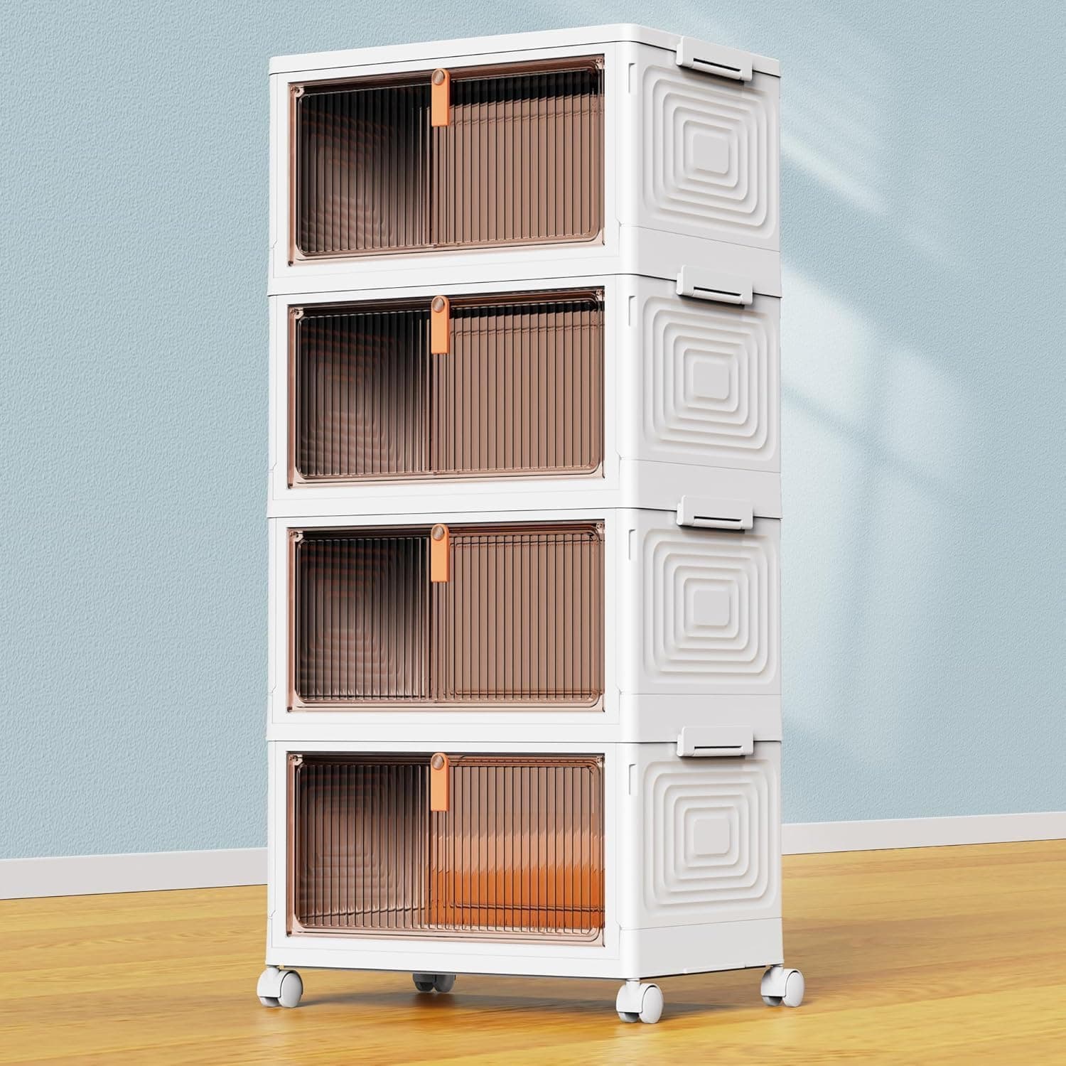 Stackable Plastic Storage Bins with Lids, 23QT, 4 Tier