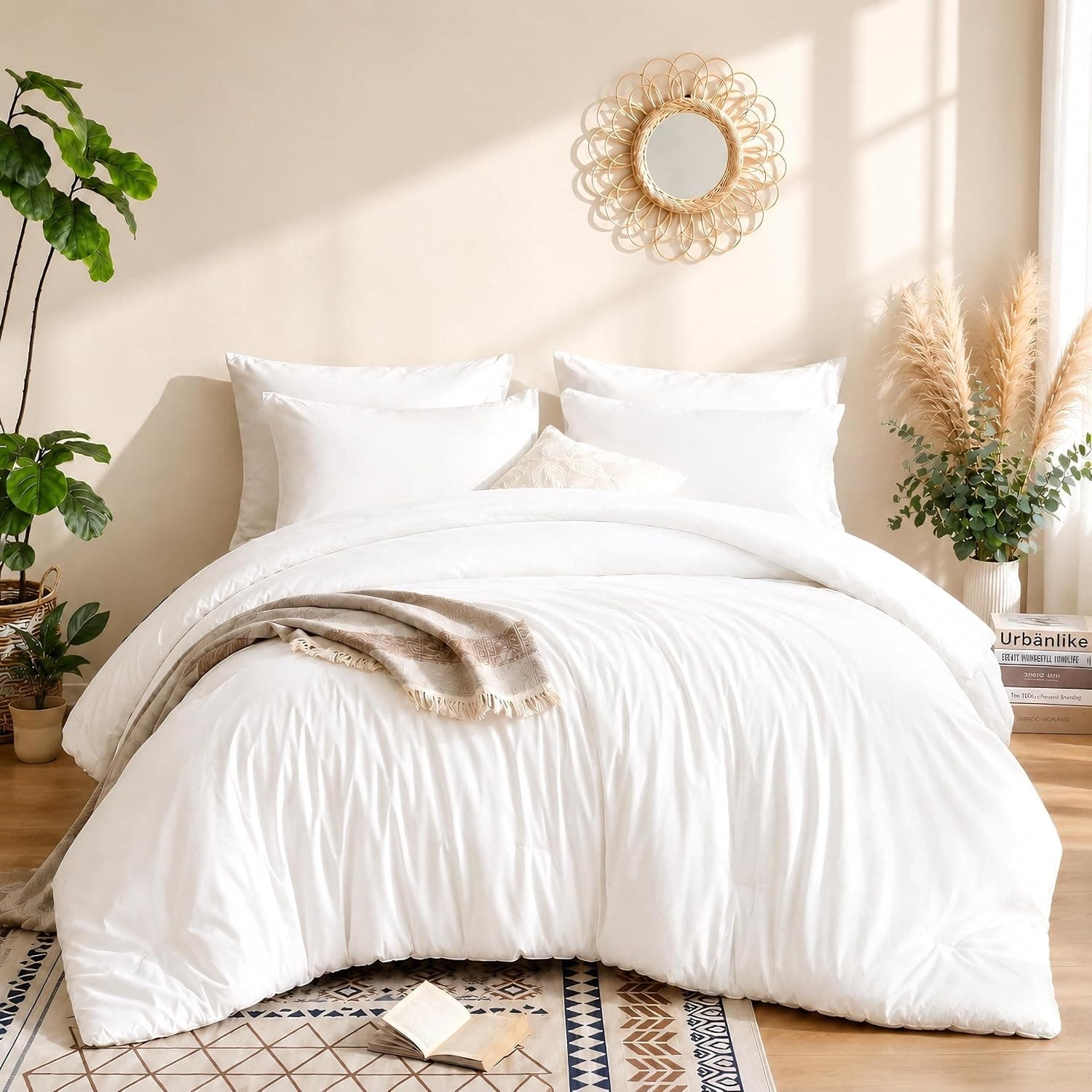 Full White Comforter Set, Lightweight