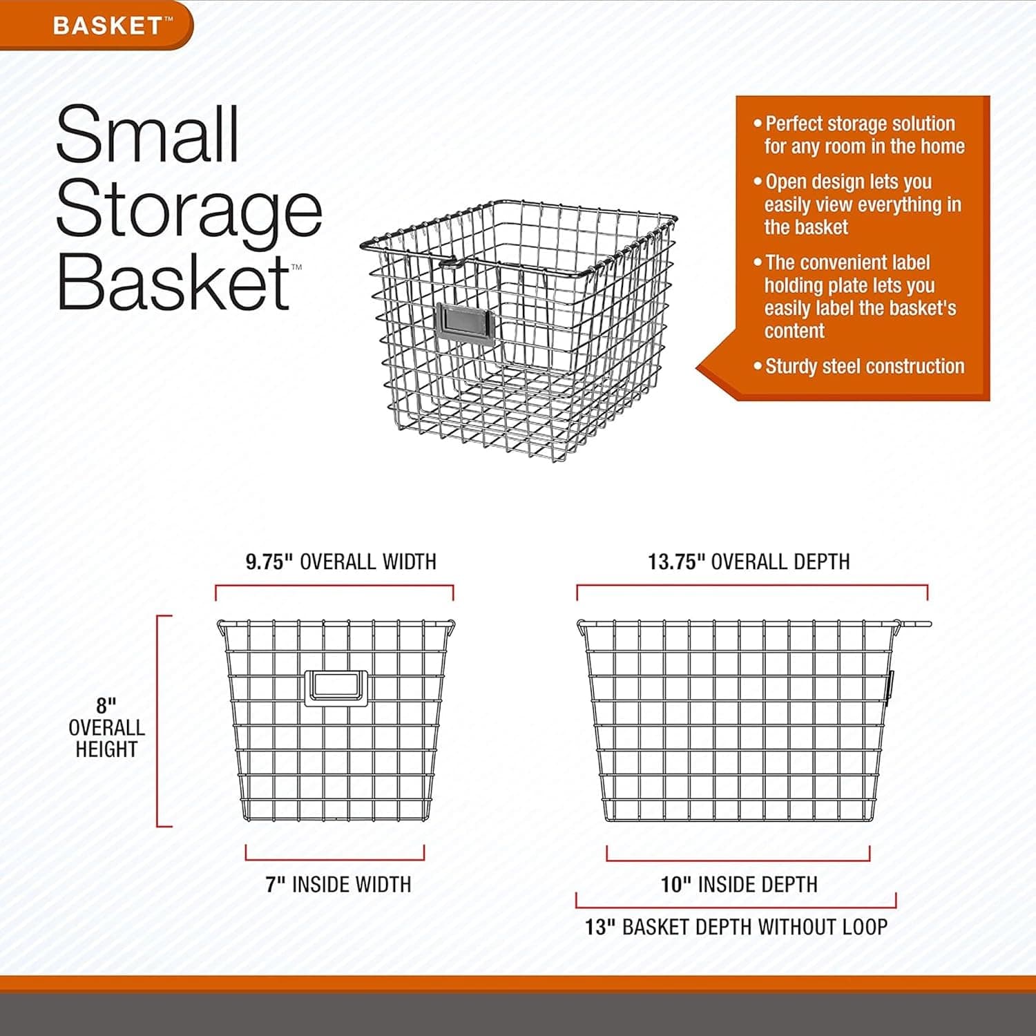 Spectrum Diversified Wire Storage Basket, Small, Chrome