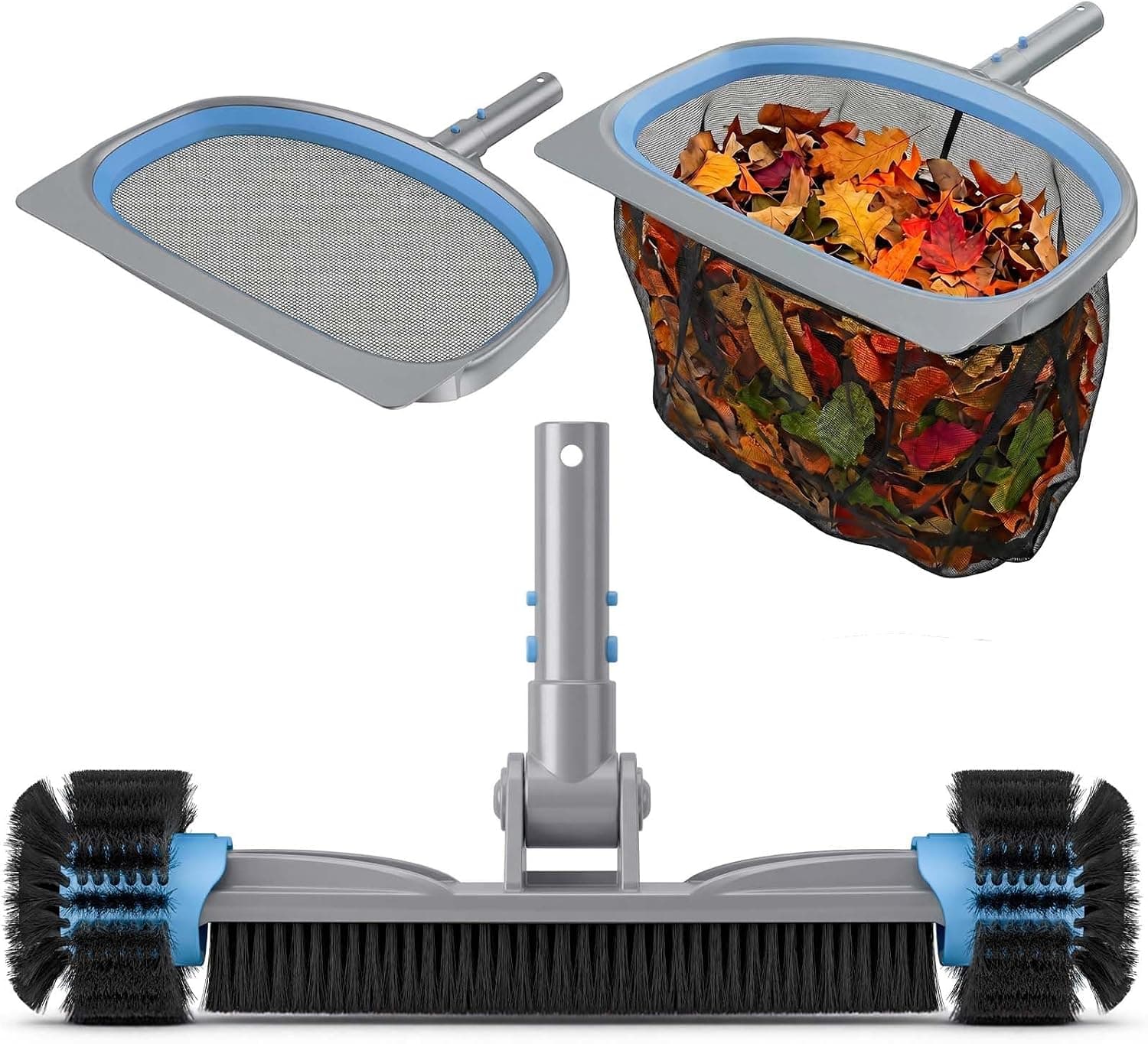 3-in-1 Pool Cleaning Kit, Brush & Skimmers (No Pole)