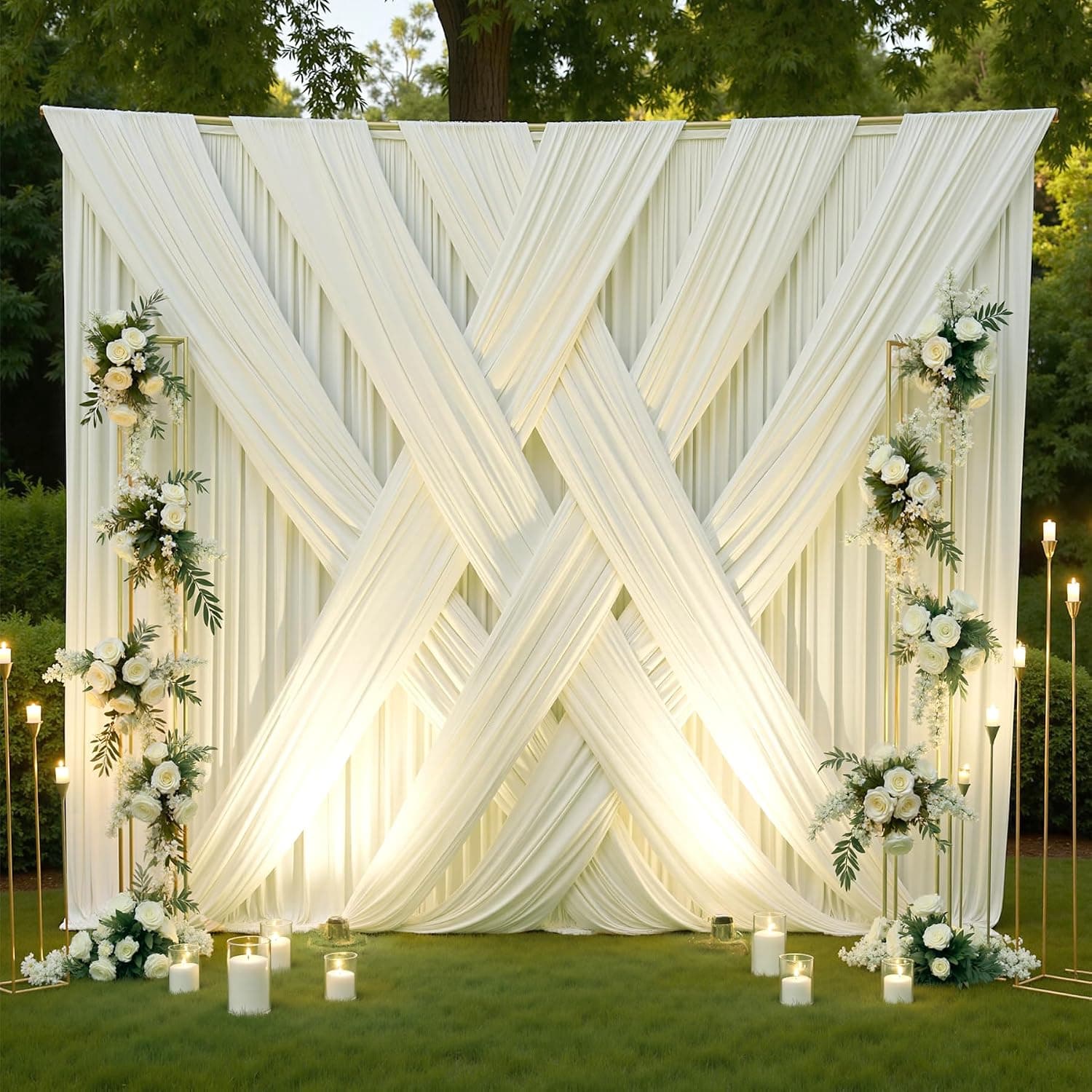 Ivory Backdrop Curtains, 50x12 ft