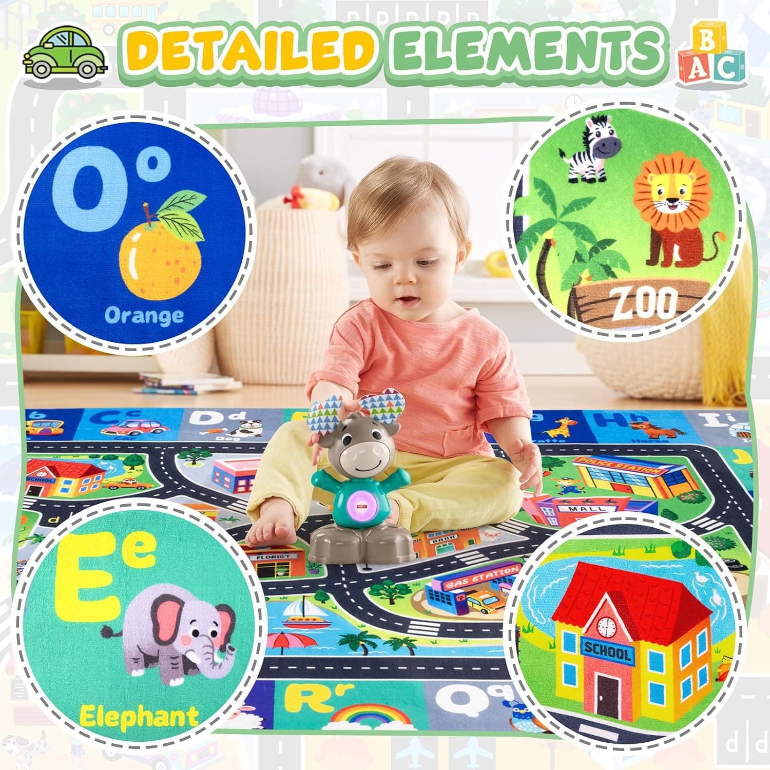 Kids Road Rug Playmat, 5x7