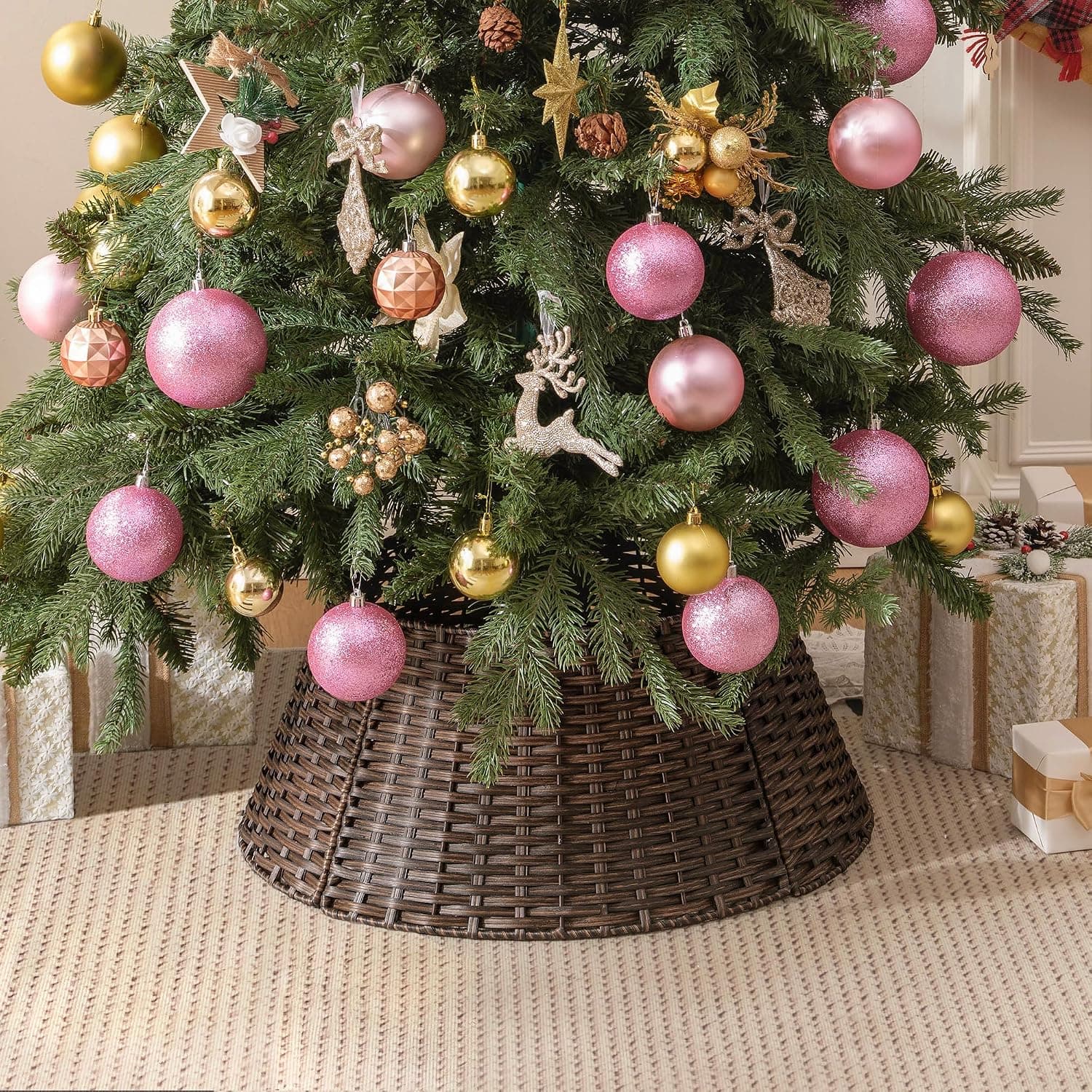 Christmas Wicker Tree Collar for 4-7.5 ft Trees