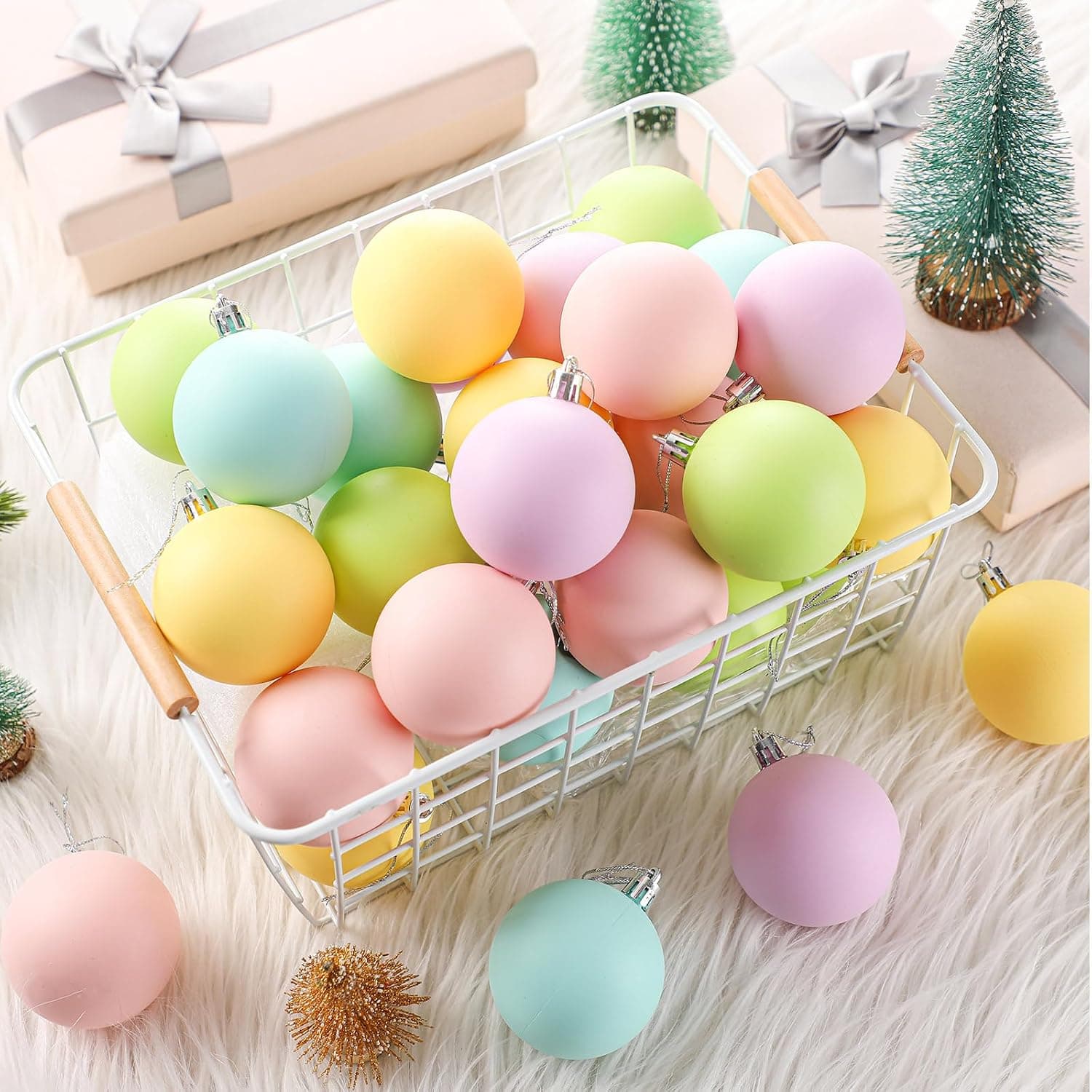 Pastel Christmas Ornaments, 2.36", 30 Pcs