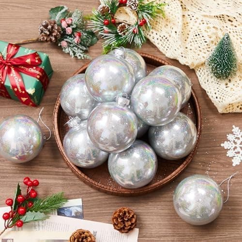 Glitter Christmas Ball Ornaments, 4 Inch, 24 Pcs