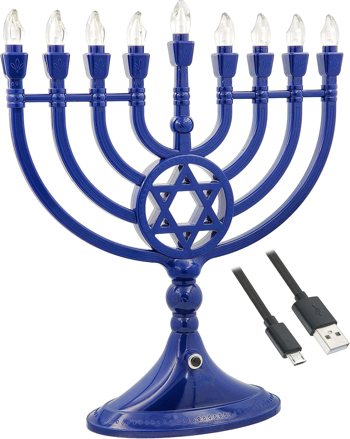 LED Electric Hanukkah Menorah, Blue, 13 Inch