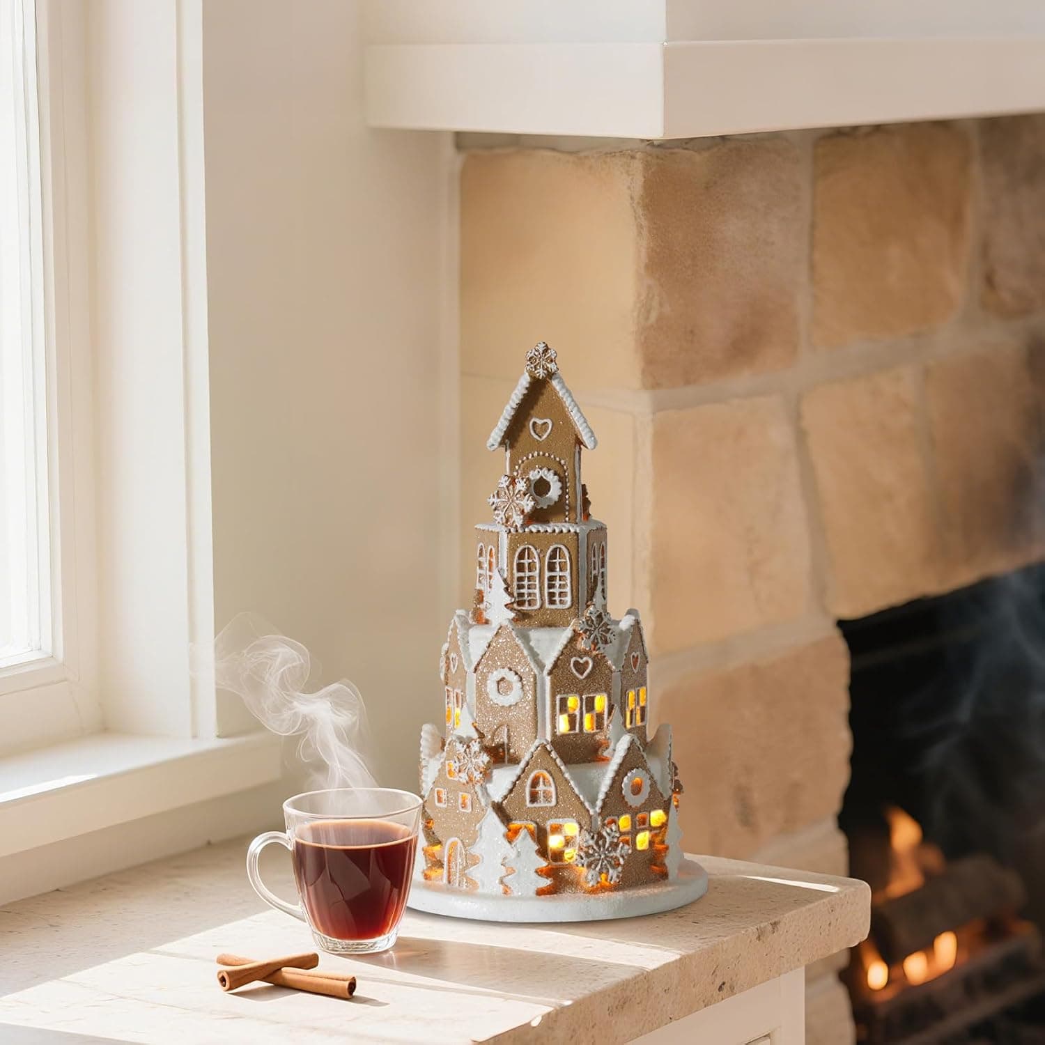 Resin Gingerbread House with LED Light