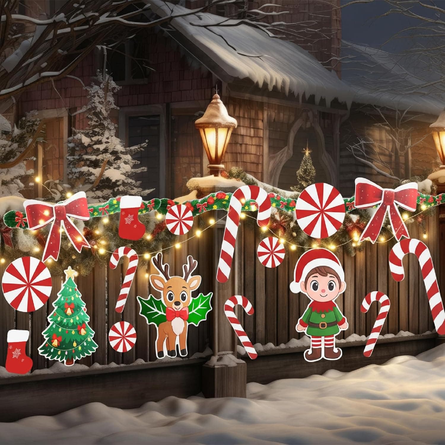 Christmas Fence Yard Signs with LED Lights, 22 Pcs
