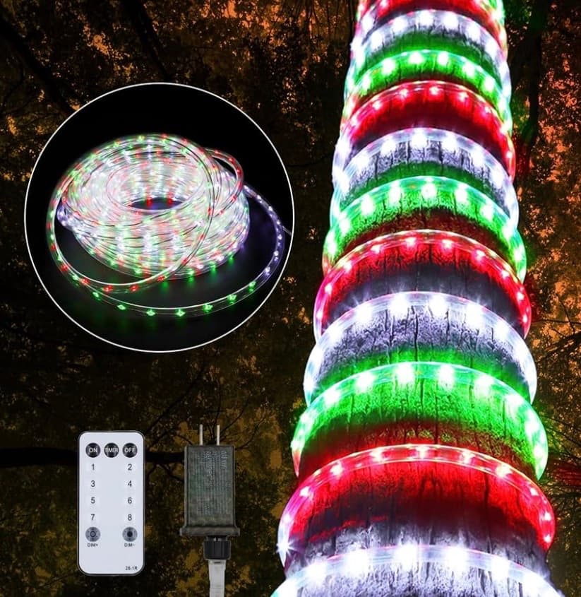 Christmas Rope Lights, 33Ft, 400 LED, Red/White/Green