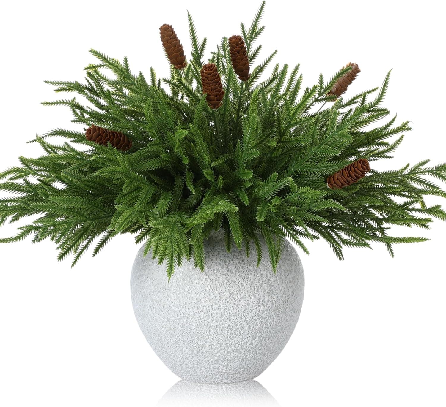Artificial Norfolk Pine Branches with Pinecones, 17", 24 Pcs