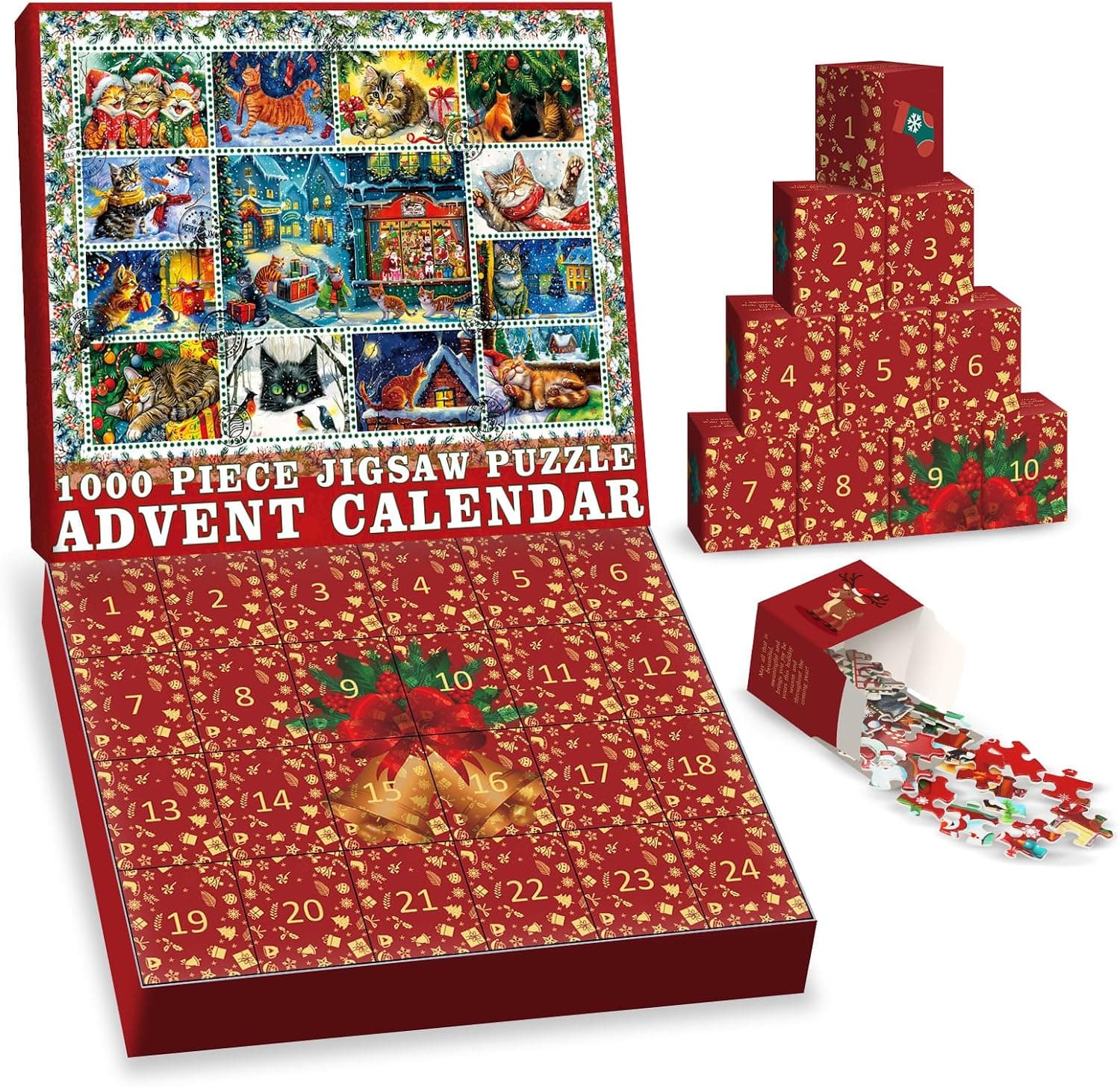 Christmas Cat Advent Calendar Puzzle, 1000 Pieces