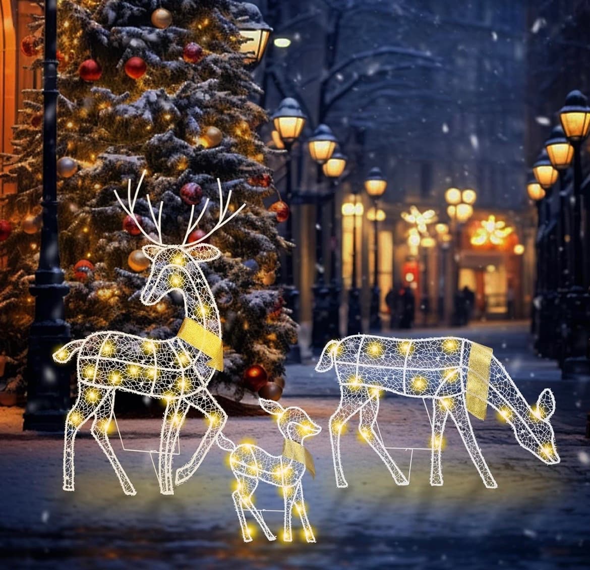Lighted Christmas Reindeer Family, 3 Pcs
