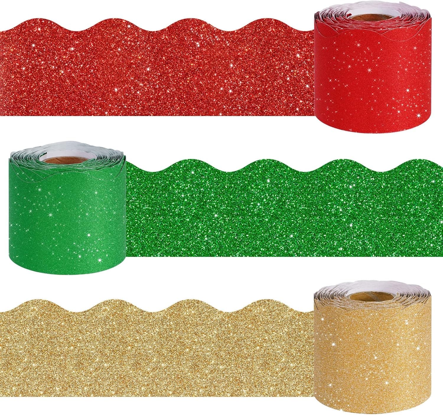 Christmas Glitter Bulletin Board Border, 196.9 Ft, 3 Rolls