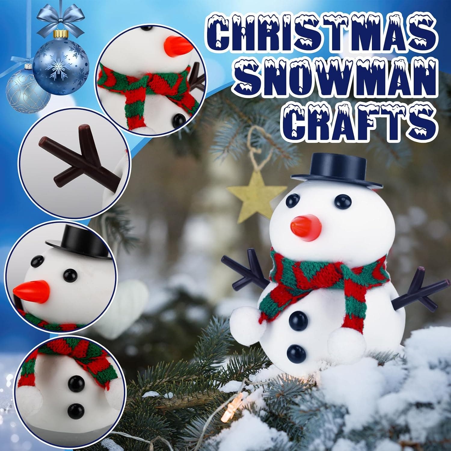 Build-a-Snowman Christmas Craft Kits, 16 Sets