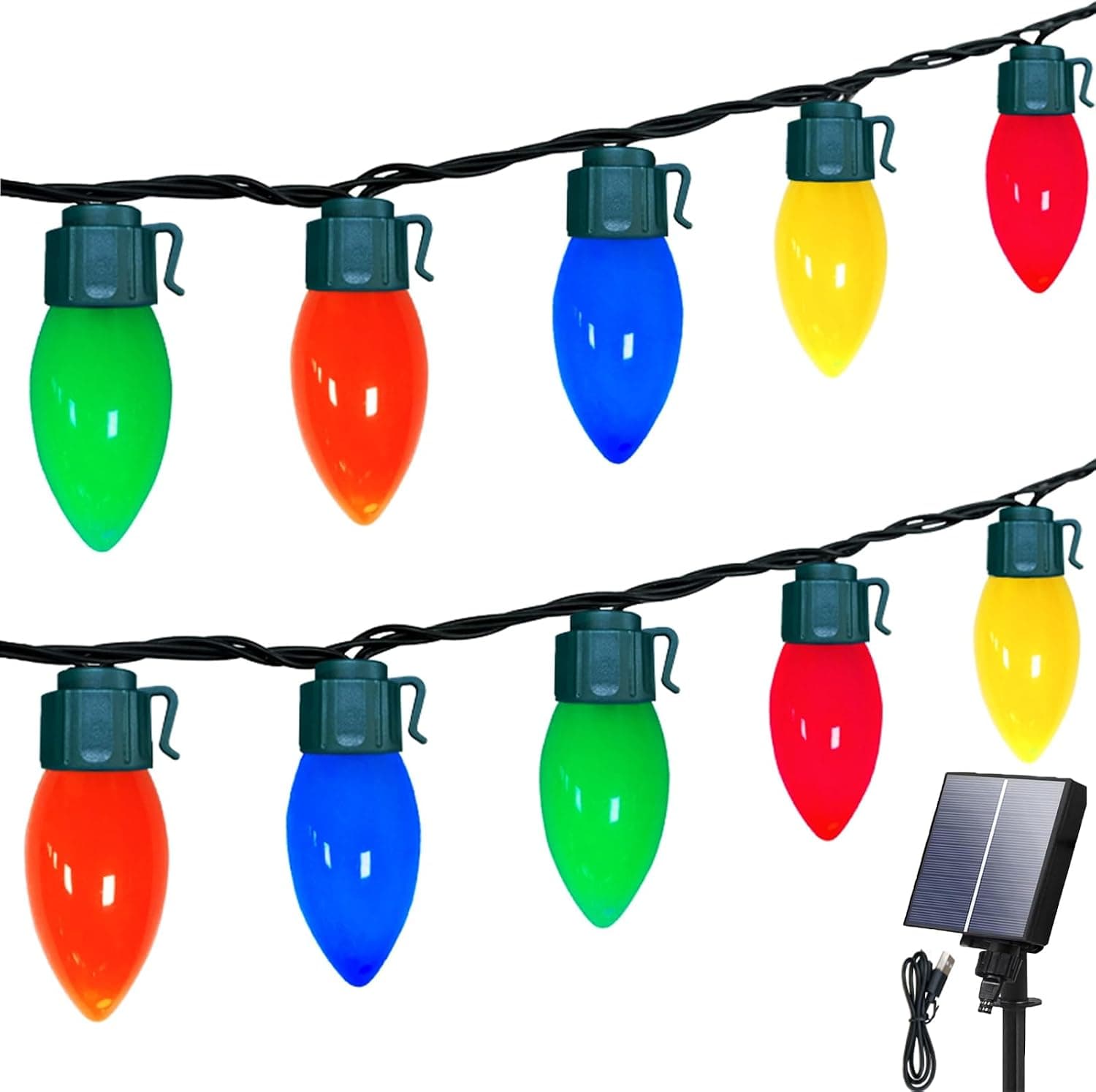 C9 Solar Christmas Lights, 33ft 50LEDs Outdoor Christmas String Lights